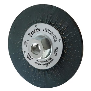 Cepillo circular de acero latonado vulcanizado F26 ø115/M14/0,30