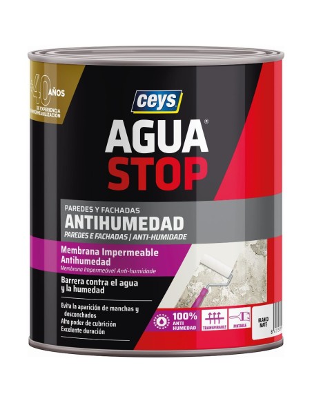 Pintura antihumedad blanca para interiores AguaStop 750g