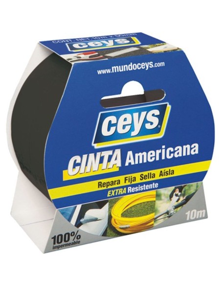 Cinta americana negra rollo de 10mx50mm