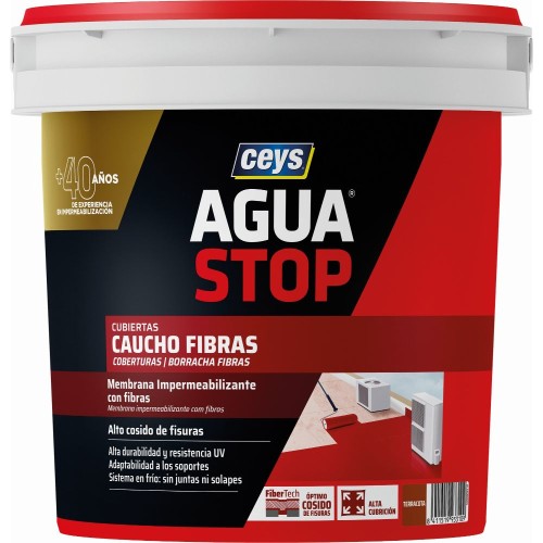 Impermeabilizante AguaStop caucho fibras terracota 1kg